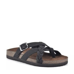White Mountain Harrington Sandal Shoes Womens Size 6 Black Braided NEW